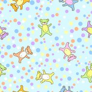 Seamless kids pattern with teddy-bears and dots