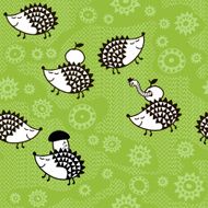 Seamless pattern with cartoon hedgehogs Kids vector background