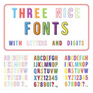 Hand Drawn Font Set Handwriting Alphabet ABC with Digits Vect