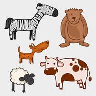 Set of wild and pet animal characters