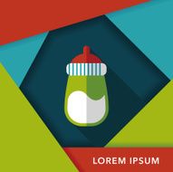 Baby bottle flat icon with long shadow eps10 N17