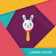 baby Rattle flat icon with long shadow eps10 N274