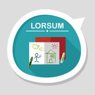crayons flat icon with long shadow eps10 N57