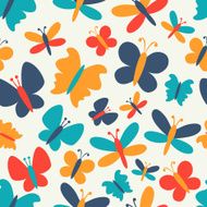 Retro seamless vector pattern of colorful butterfly silhouettes N5