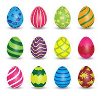 Set of colorful Easter Eggs isolated on white background