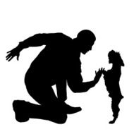Vector silhouette of people with dog N11