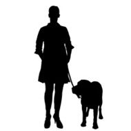 Vector silhouette of people with dog N12