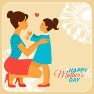 Mother and Daughter with Happy Mothers Day Congratulation