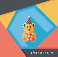 birthday teddy bear flat icon with long shadow eps10 N59