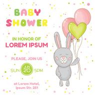 Baby Shower or Arrival Card - with Bunny N7