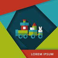 Train toy flat icon with long shadow eps10 N12