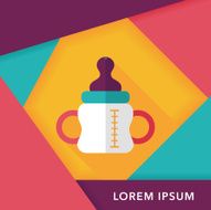 Baby bottle flat icon with long shadow eps10 N18