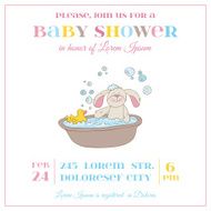 Baby Shower or Arrival Card - Cute Bunny Girl