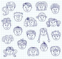 &Ntilde;hildren doodle faces
