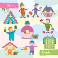 Spring in cheerful fantastic small town
