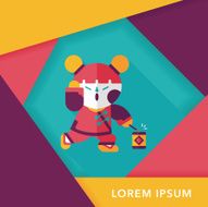 Chinese New Year girl flat icon with long shadow eps10 N145