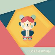 Chinese New Year girl flat icon with long shadow eps10 N146