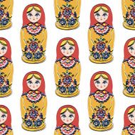 Seamless colorful retro Russian Doll illustration cover design background pattern N2