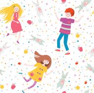 Cute seamless pattern with kids