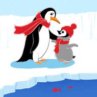Mother penguin and her child