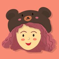 Curly Girl with Black Bear Hat