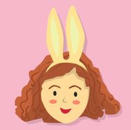 Curly Girl with Rabbit Headband