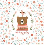 cute bear and little bird