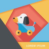 toy dog flat icon with long shadow eps 10 N49