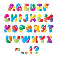 Artistic alphabet font with stripes