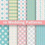 Pastel loving wedding vector seamless patterns (tiling)