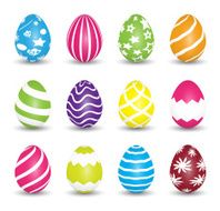 Set of colorful Easter Eggs isolated on white background N2