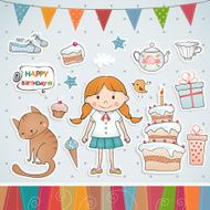 Birthday set with little girl