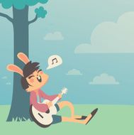 Bunny Girl Singing under a Tree