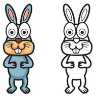 colorful and black white rabbit for coloring book