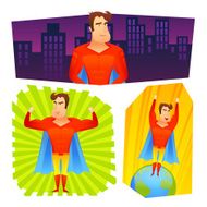 Superhero posters banners set