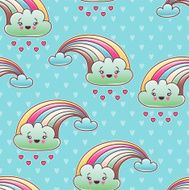 Seamless kawaii child pattern with cute doodles N5