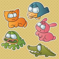 Set of five cute cartoon vector animals
