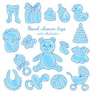Hand-drawn Baby Icons Set