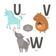 Cute vector zoo alphabet N4