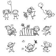 hand drawing cartoon happy kids N10