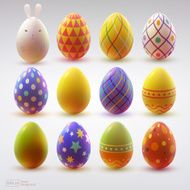 Set of realistic eggs on white background N7