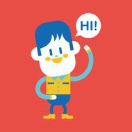 Character illustration design Boy saying hi cartoon eps N5