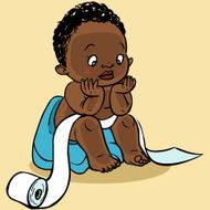 Cute cartoon baby in the toilet Vector illustration N2