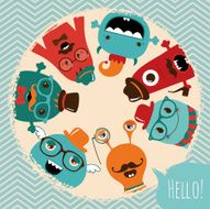 Hipster Retro Monsters Card Design