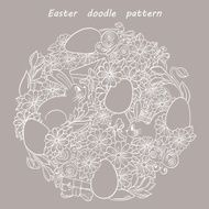 Floral doodle pattern Happy Easter