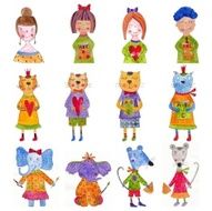 Cartoon characters over white background N21