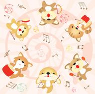 cute rabbit celebrating and playing music