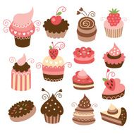 set of cute cakes