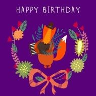 Cute childish card with Fox in vector Happy birthday invitation