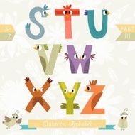 Very cute children alphabet made of characters birds in vector N3